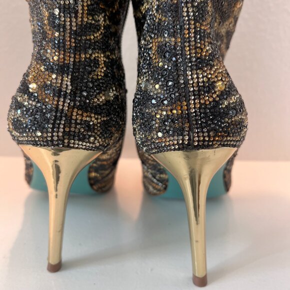 NEW Betsey Johnson Brea Leopard Rhinestone High Boots - Size 9.5 - Picture 7 of 12